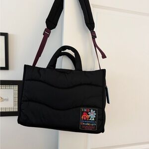 Coach Black Puffer Bag with Embroidered Patch